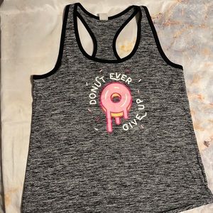 Donut Ever Give Up Racerback Tank Large